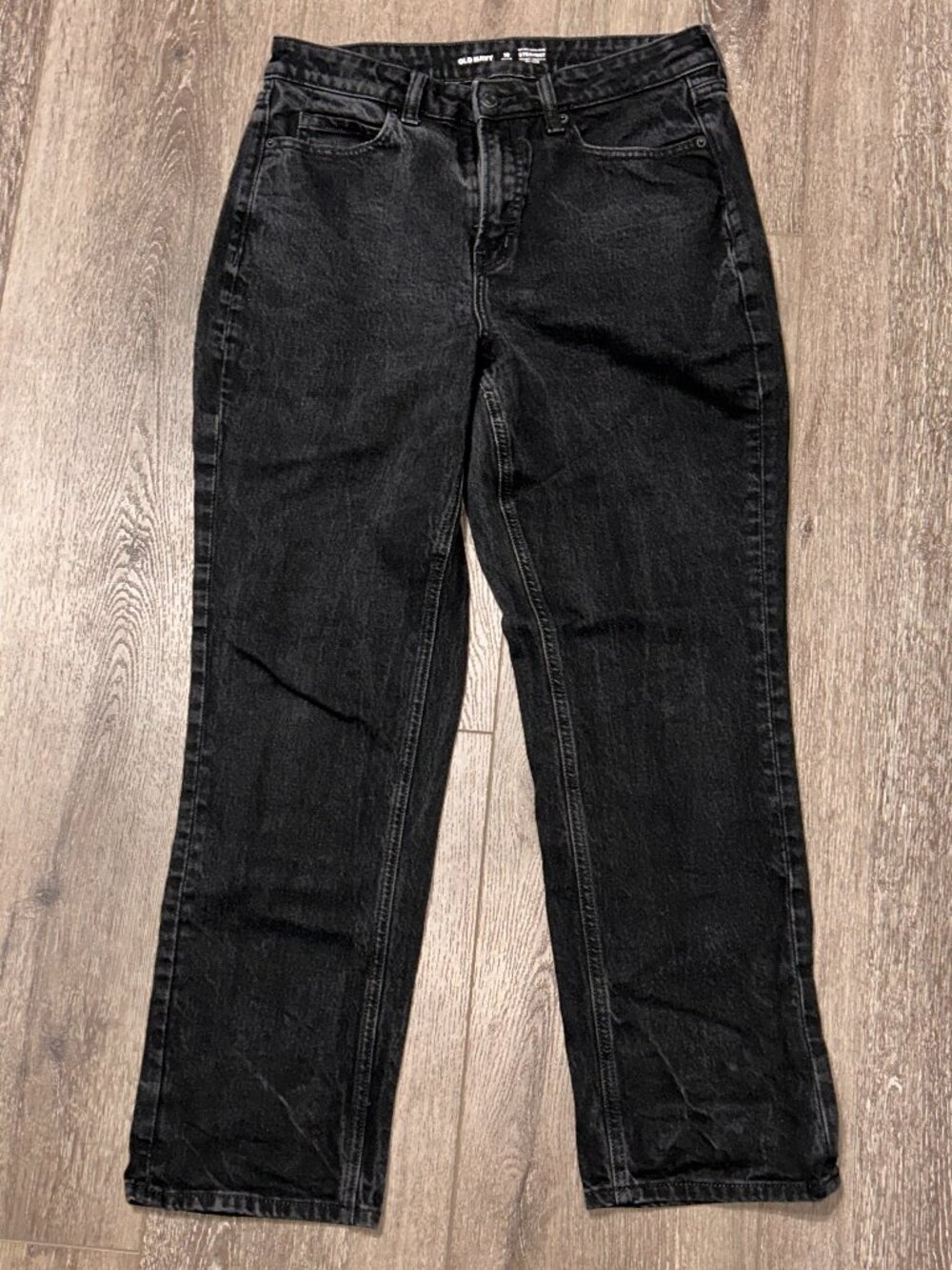 Old Navy Straight Extra High Rise Jeans Womens Size 10 Petite Black